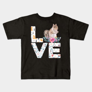 Squirrel Love Cute I Love Squirrel Animals Kids T-Shirt